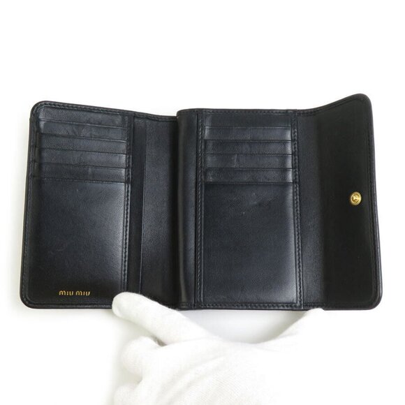 Auth MIUMIU Matelasse Bifold Wallet Black Leather/Goldtone - 55793k - Picture 3 of 8